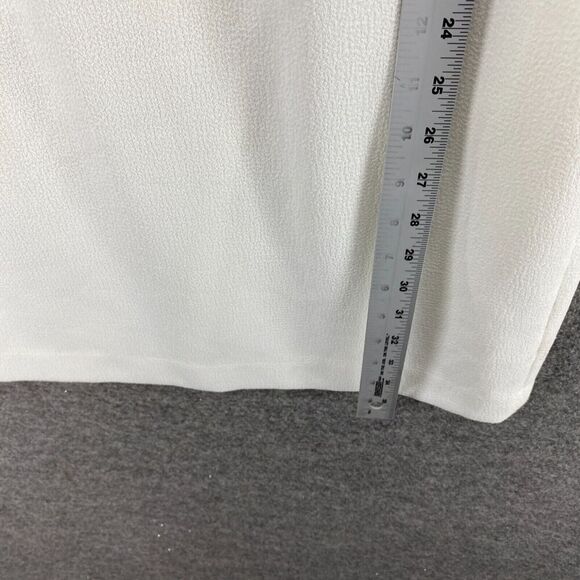 Badgley Mischka Dress Women 4 White Sheath Midi Zipper Lined Short Sleeve - Picture 6 of 9